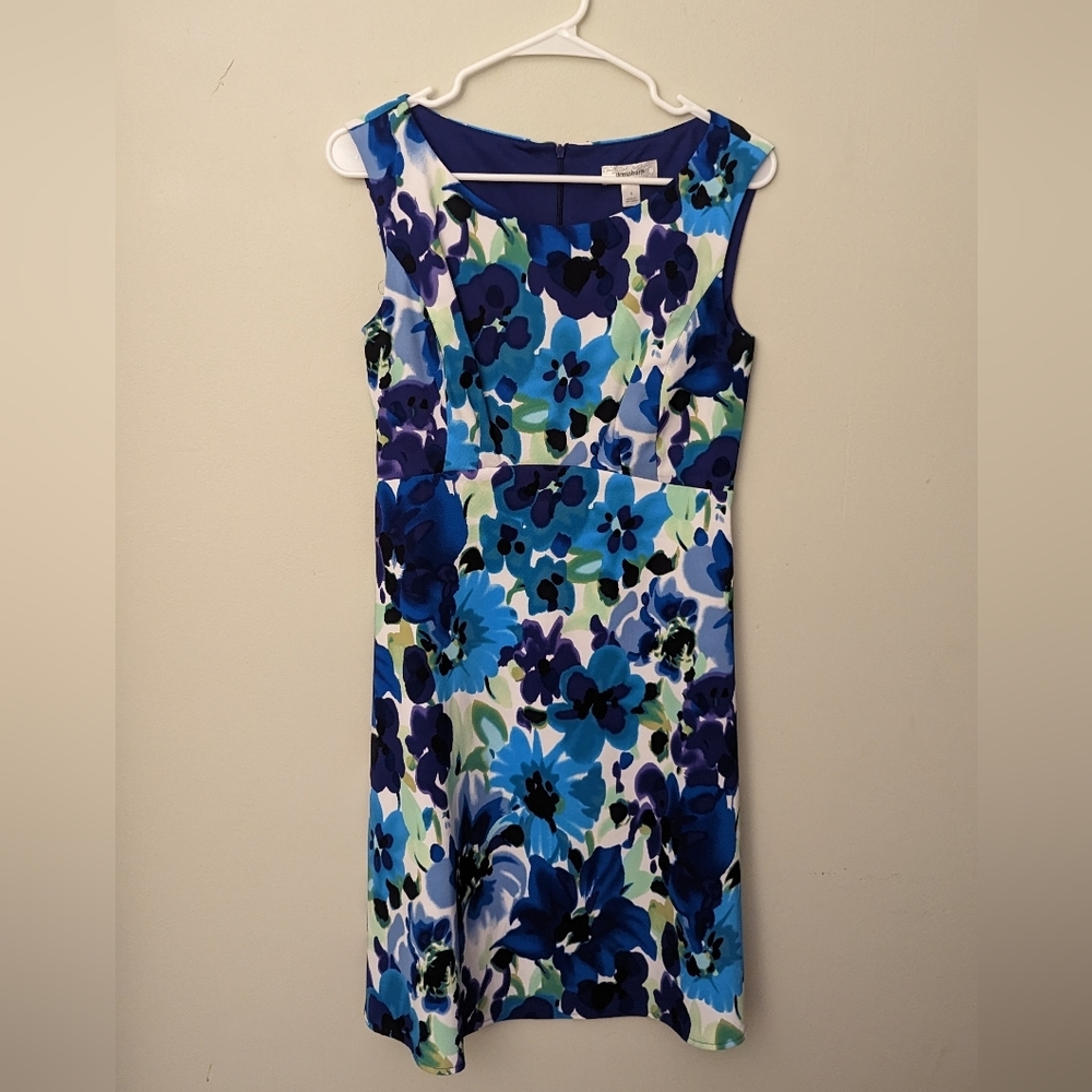 DRESS Barn Size 6 Sunday or Wedding Guest Dress Blue Floral NWOT